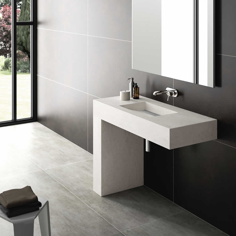 Badezimmer - Dekton Blanc Concrete